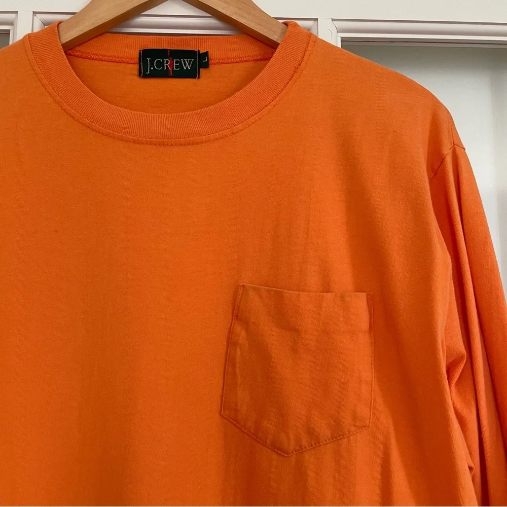 J Crew vintage 90s orange long sleeve t-shirt tee 100% cotton made in USA large